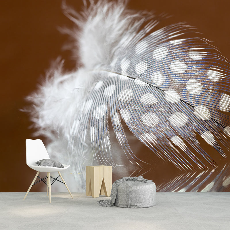 Bird Feathers Wall Paper Murals Stain Resistant Wall Decor for Sleeping Room