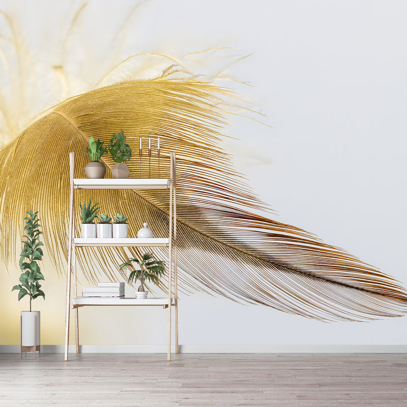 Bird Feathers Wall Paper Murals Stain Resistant Wall Decor for Sleeping Room