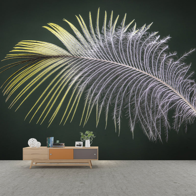 Bird Feathers Wall Paper Murals Stain Resistant Wall Decor for Sleeping Room