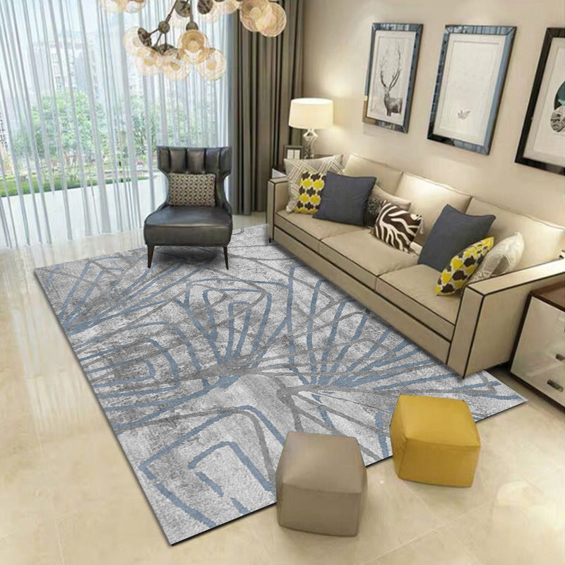 Grey Modern Carpet Polyester Graphic Carpet Washable Carpet for Home Decoration