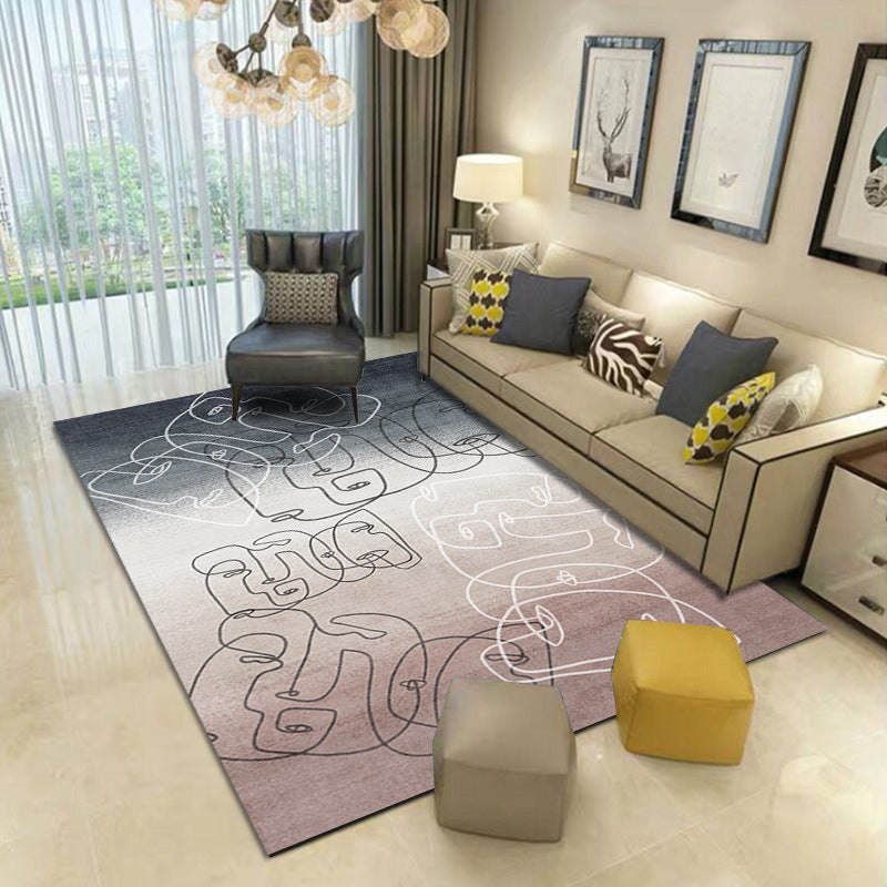 Grey Modern Carpet Polyester Graphic Carpet Washable Carpet for Home Decoration