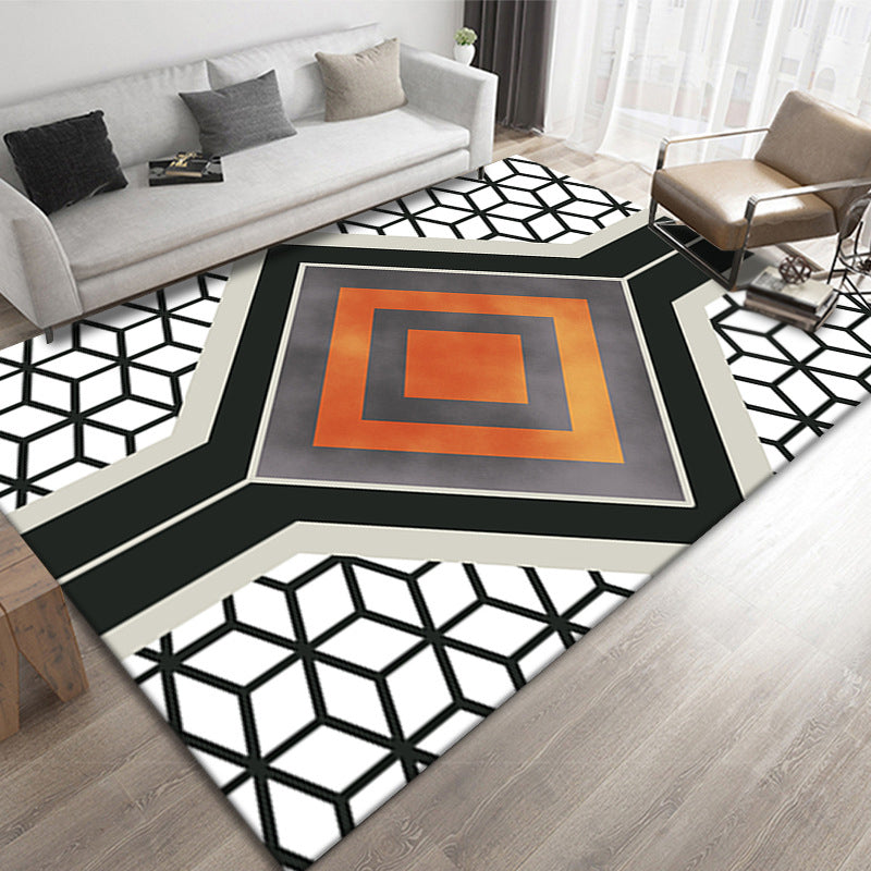 Contemporary Geometric Print Carpet Polyester Rug Stain Resistant Area Carpet for Home Decoration