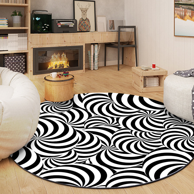 Round Creative Living Room Carpet 3D Earth Print Rug Polyester Washable Carpet with Non-Slip Backing