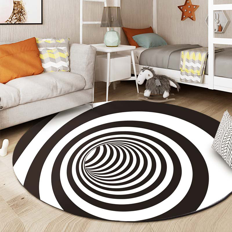 Round Creative Living Room Carpet 3D Earth Print Rug Polyester Washable Carpet with Non-Slip Backing