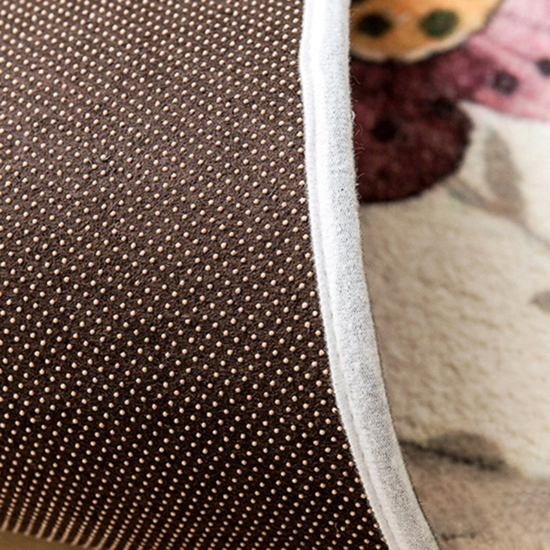 Round Creative Living Room Carpet 3D Earth Print Rug Polyester Washable Carpet with Non-Slip Backing