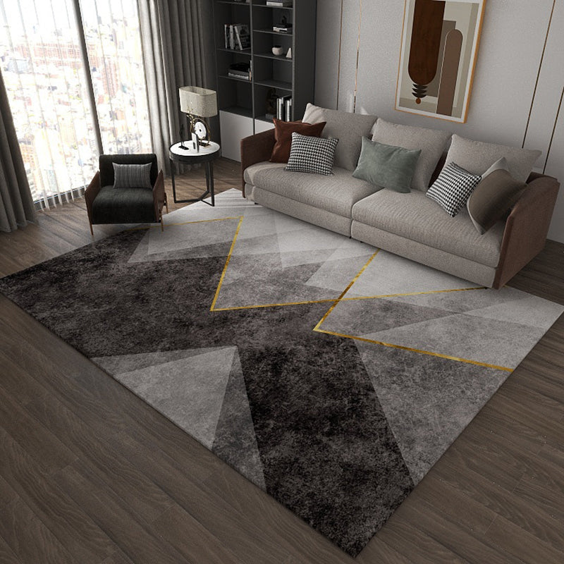Modern Geometric Carpet Simplicity Washable Polyester Rug Stain Resistant Carpet for Home Decor