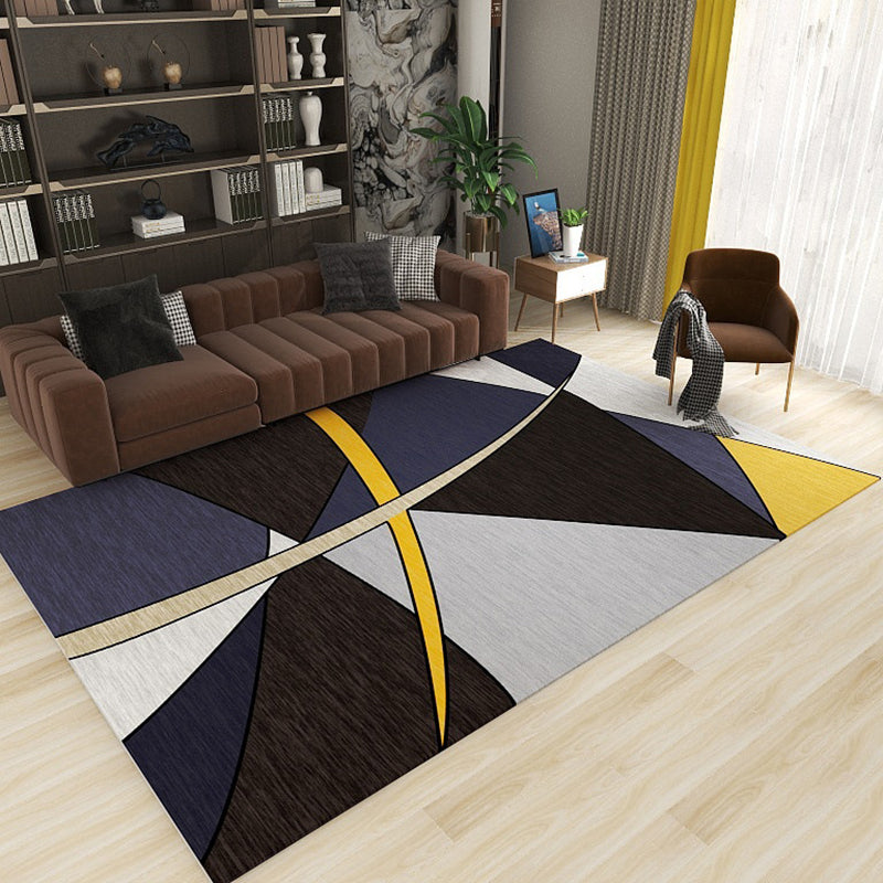 Modern Geometric Carpet Simplicity Washable Polyester Rug Stain Resistant Carpet for Home Decor
