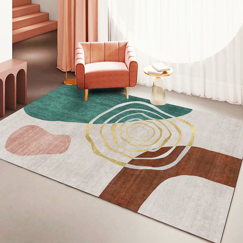 Gold Nordic Indoor Rug Polyester Striped Rug Stain Resistant Rug for Living Room