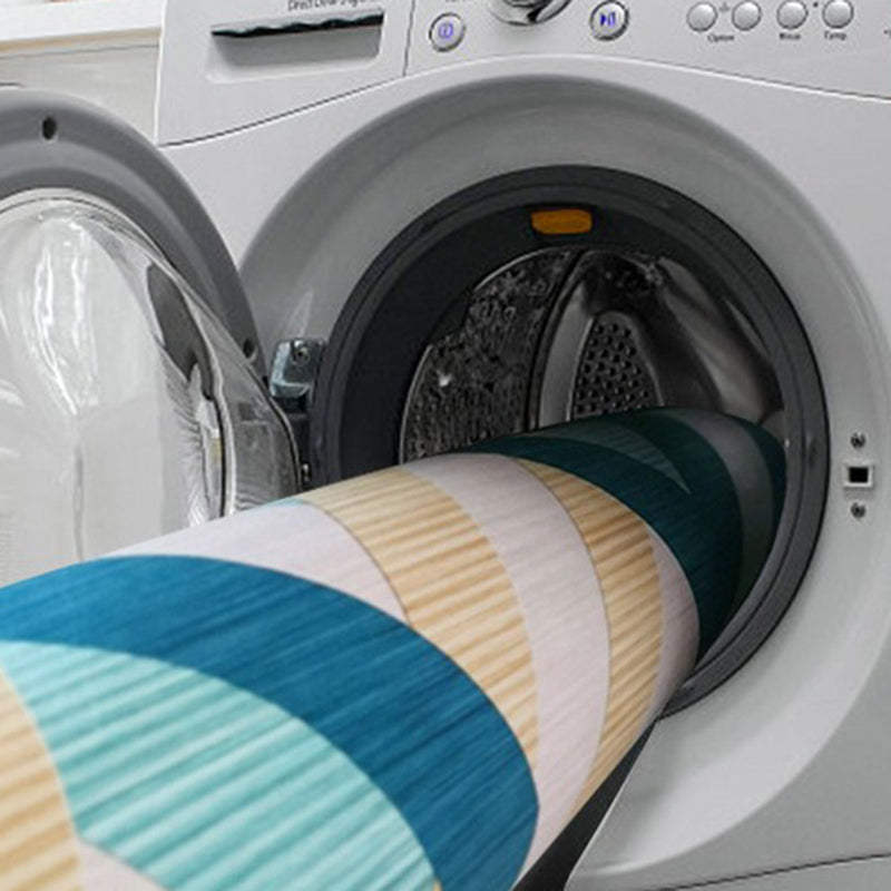 Gold Nordic Indoor Rug Polyester Striped Rug Stain Resistant Rug for Living Room