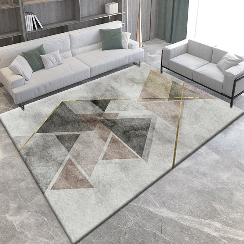 Grey Tone Graphic Print Carpet Polyester Modern Rug Stain Resistant Indoor Rug for Living Room