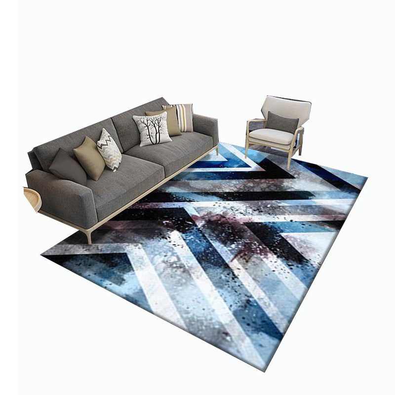 Simple Geometric Area Rug Minimalist Indoor Rug Washable Polyester Carpet with Non-Slip Backing