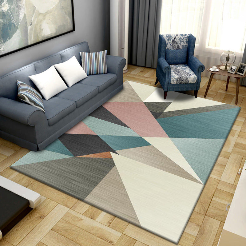 Leisure Geometric Rug Washable Simplicity Rug Stain Resistant Polyester Carpet for Home Decor