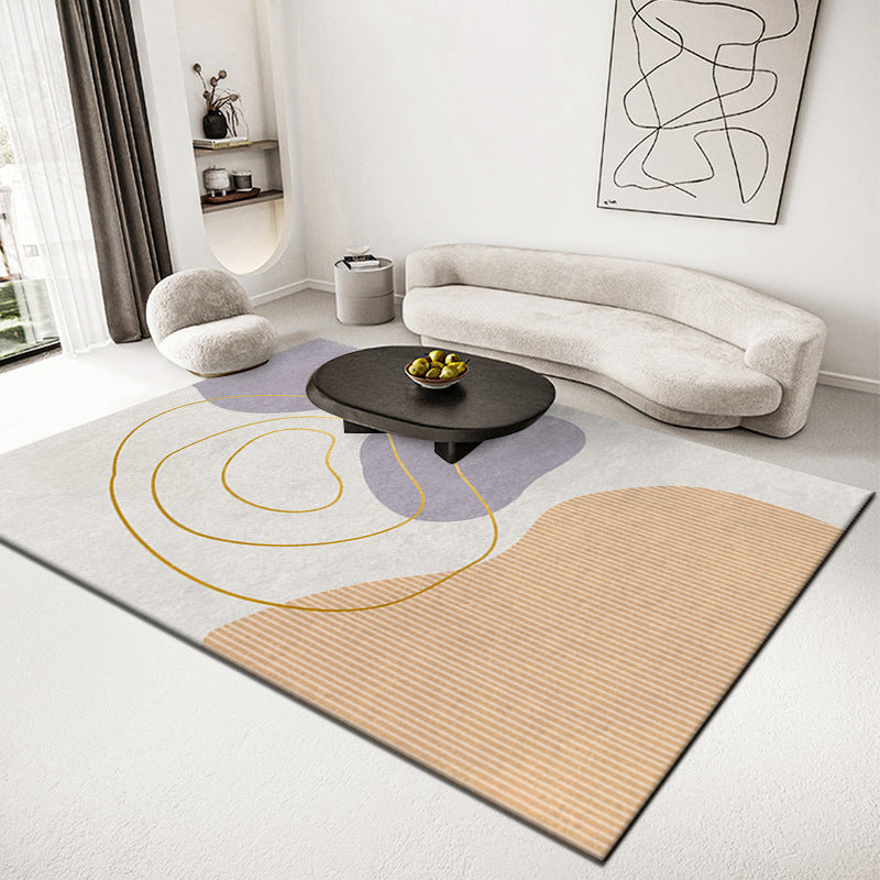 Light Modern Carpet Polyester Color Block Carpet Stain Resistant Carpet for Living Room