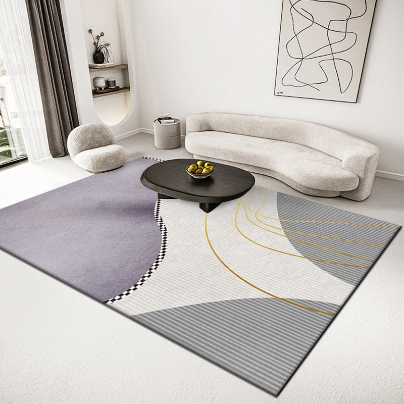 Light Modern Carpet Polyester Color Block Carpet Stain Resistant Carpet for Living Room