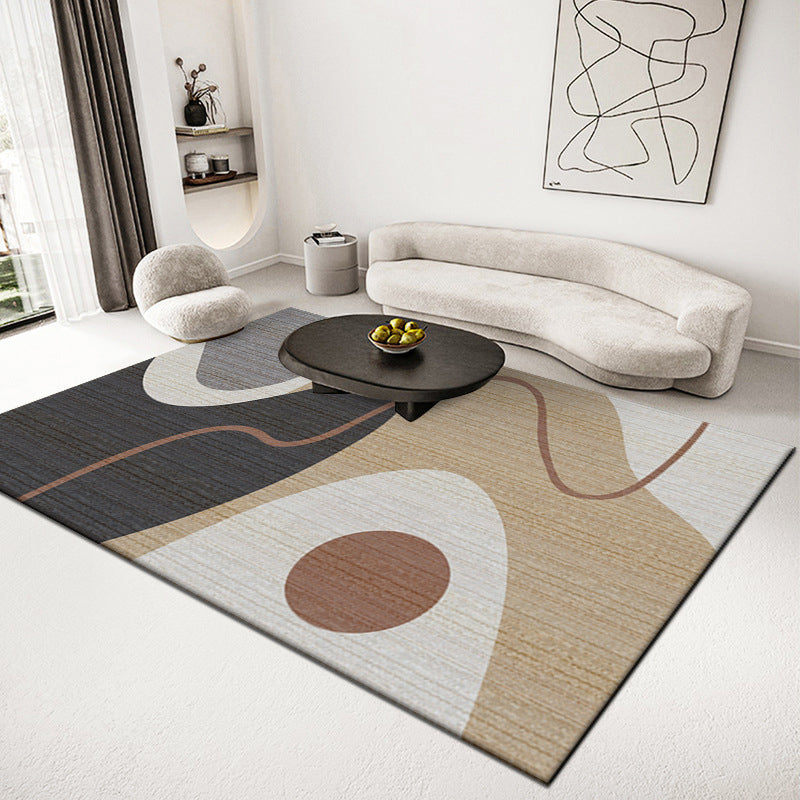 Light Modern Carpet Polyester Color Block Carpet Stain Resistant Carpet for Living Room