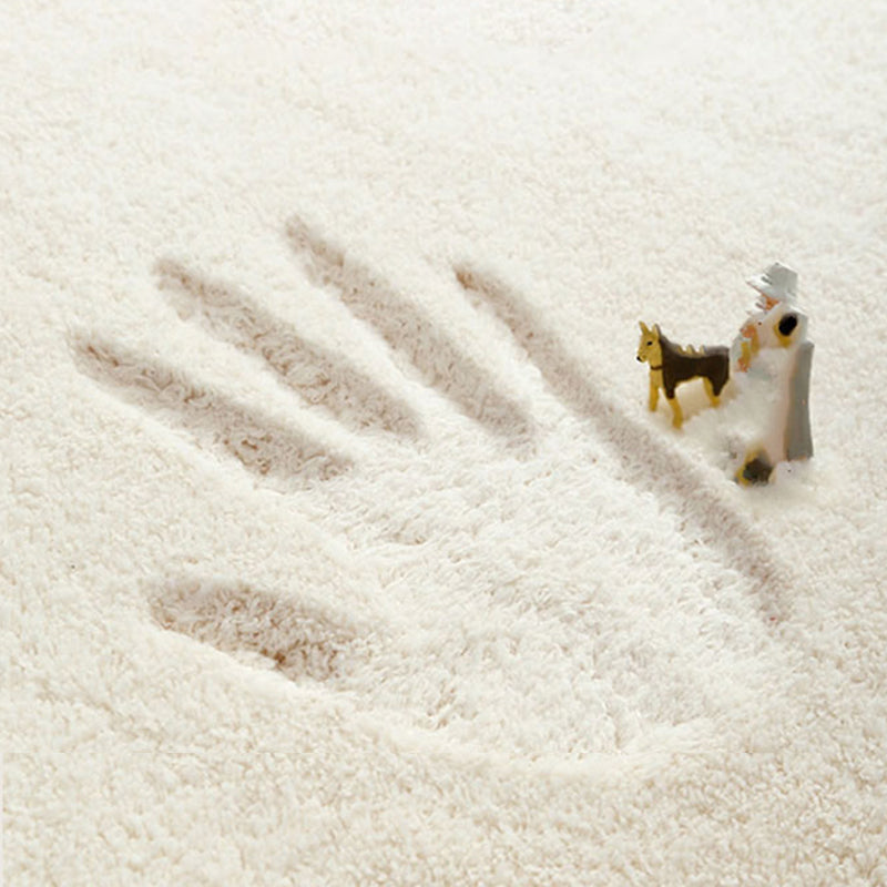 Beige Modern Rug Polyester Line Rug Non-Slip Backing Rug for Living Room