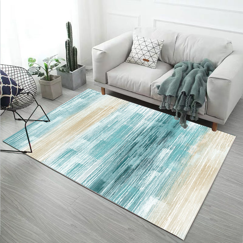 Yellow Modern Area Carpet Abstract Pattern Polyester Area Rug Stain Resistant Rug for Living Room