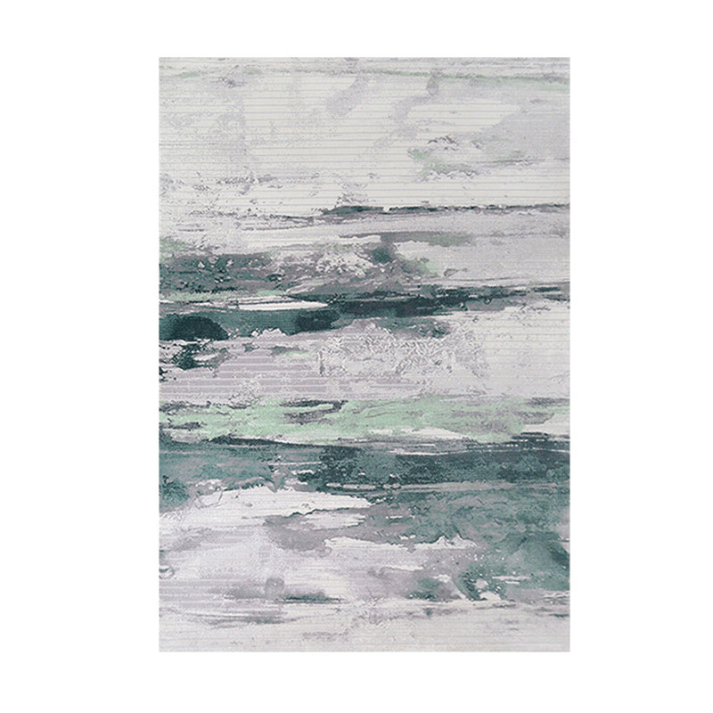 Green Modern Area Carpet Abstract Pattern Polyester Area Rug Stain Resistant Rug for Living Room