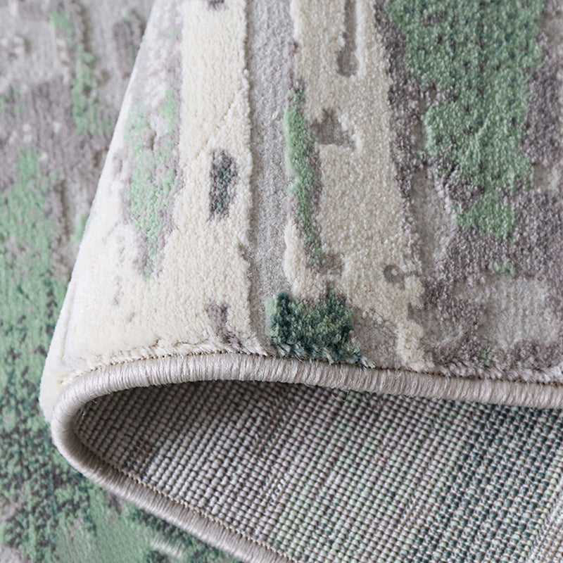 Green Modern Area Carpet Abstract Pattern Polyester Area Rug Stain Resistant Rug for Living Room