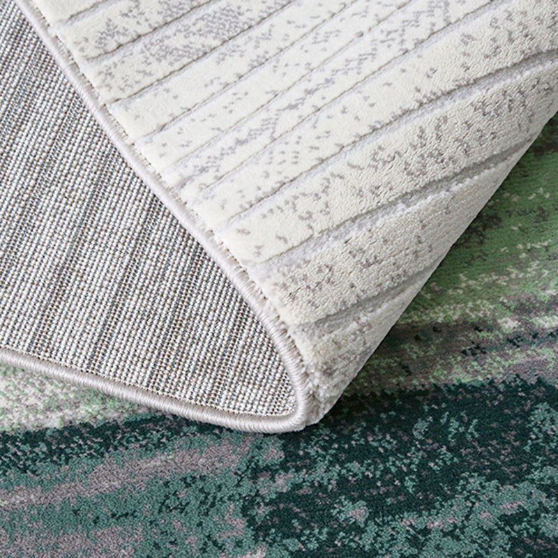 Green Modern Area Carpet Abstract Pattern Polyester Area Rug Stain Resistant Rug for Living Room