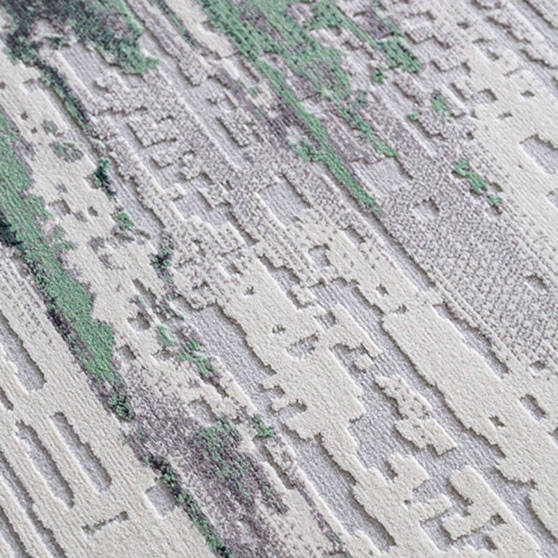 Green Modern Area Carpet Abstract Pattern Polyester Area Rug Stain Resistant Rug for Living Room