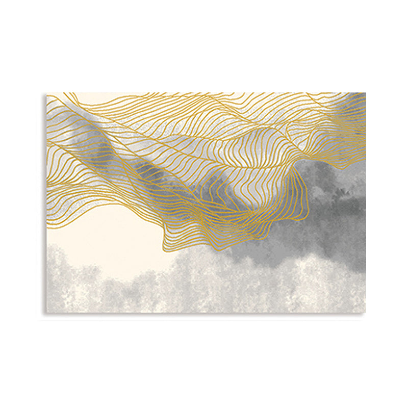 Blue Abstract Pattern Area Carpet Modern Polyester Area Rug Stain Resistant Rug for Living Room