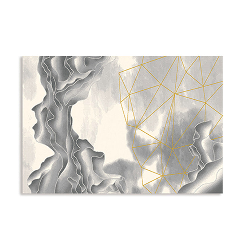 Blue Abstract Pattern Area Carpet Modern Polyester Area Rug Stain Resistant Rug for Living Room