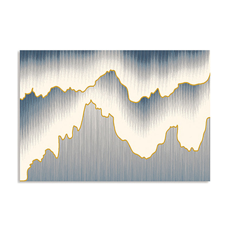 Blue Abstract Pattern Area Carpet Modern Polyester Area Rug Stain Resistant Rug for Living Room