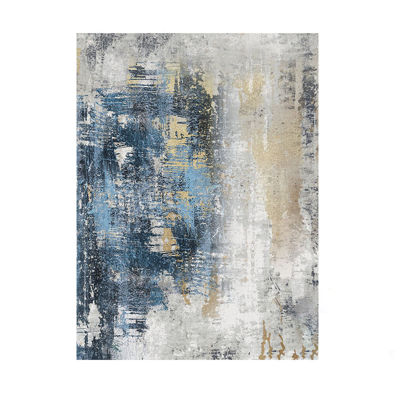 Modern Living Room Area Rug Abstract Pattern Polyester Stain Resistant Rug for Home Decor
