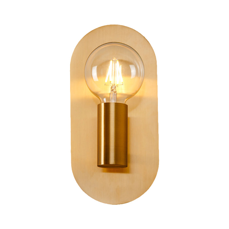 1 hoofd blootgestelde lamp wandmontage lamp met ovale metalen achterplaat post moderne wandverlichting in goud