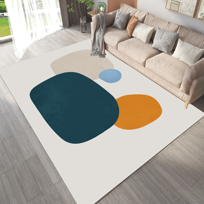 Stylish Modern Area Carpet Color Block Polyester Area Rug Easy Care Anti-Slip Rug for Living Room