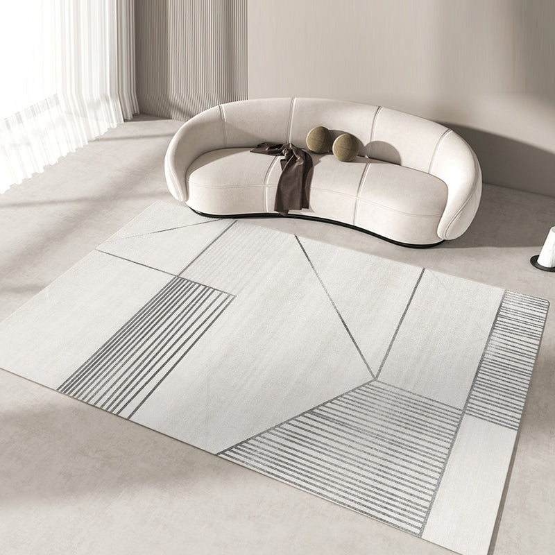 Modern Living Room Area Rug Geometric Pattern Polyester Area Carpet Non-Slip Backing Rug