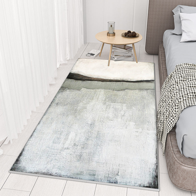 Gray Black Modern Rug Polyester Graphic Rug Non-Slip Backing Rug for Living Room