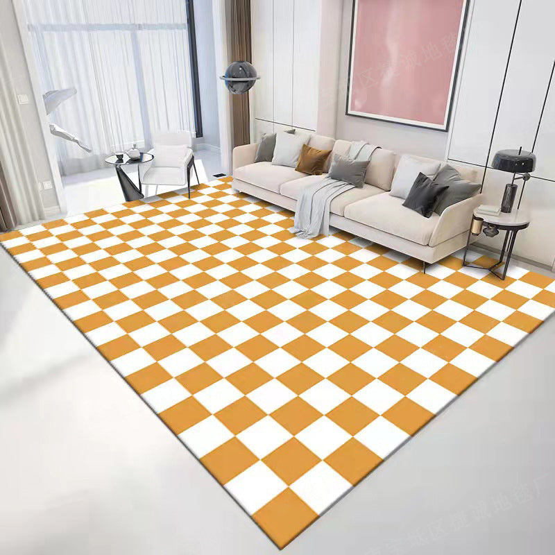 Relaxing Checkered Print Carpet Polyester Area Rug Stain Resistant Indoor Carpet for Living Room