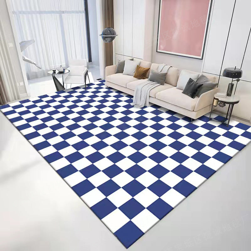Relaxing Checkered Print Carpet Polyester Area Rug Stain Resistant Indoor Carpet for Living Room