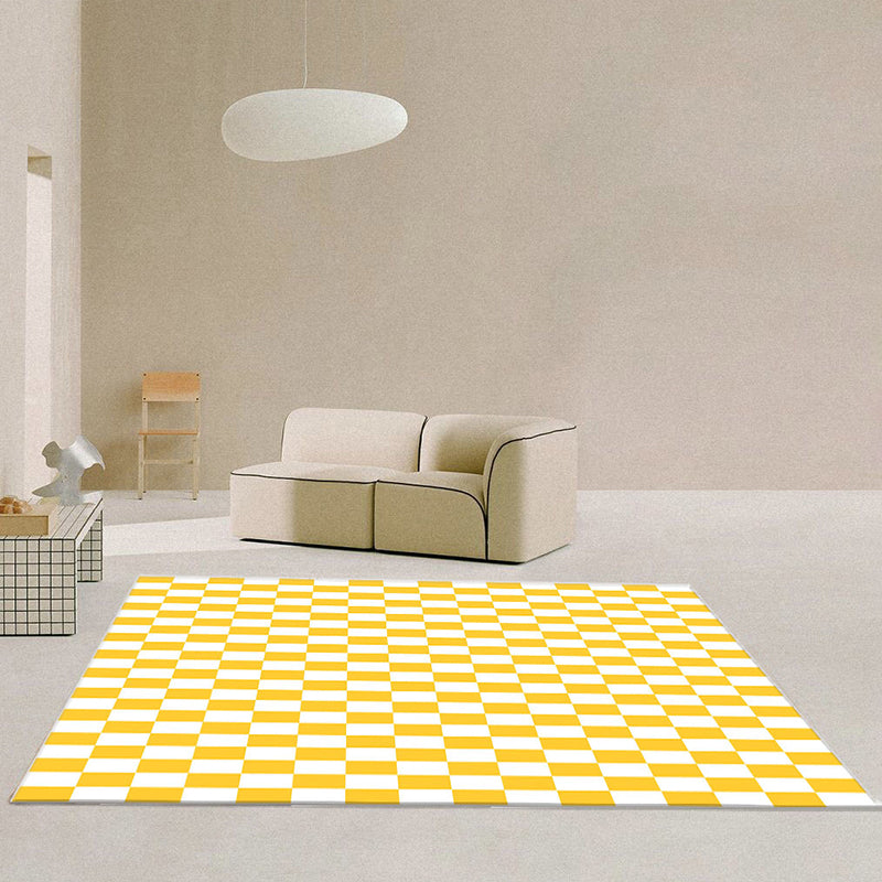 Minimalist Plaid Printed Rug Polyester Area Carpet Non-Slip Backing Indoor Rug for Home Decoration