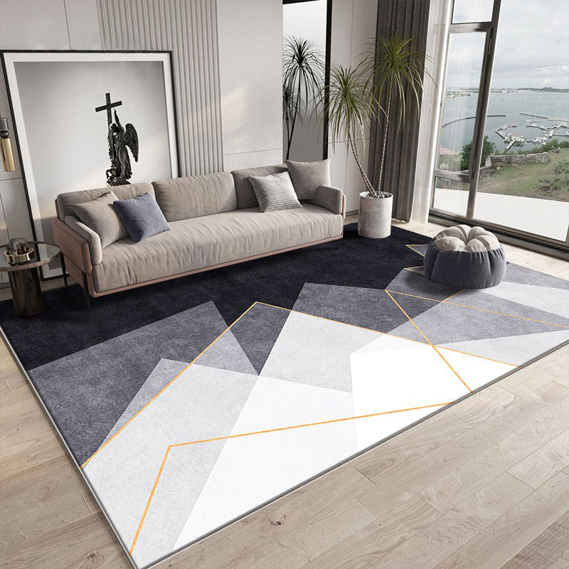 Orange Modern Carpet Polyester Line Carpet Non-Slip Backing Carpet for Living Room