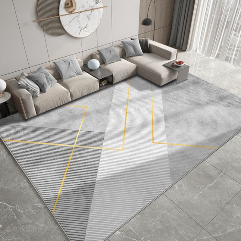 Orange Modern Carpet Polyester Line Carpet Non-Slip Backing Carpet for Living Room