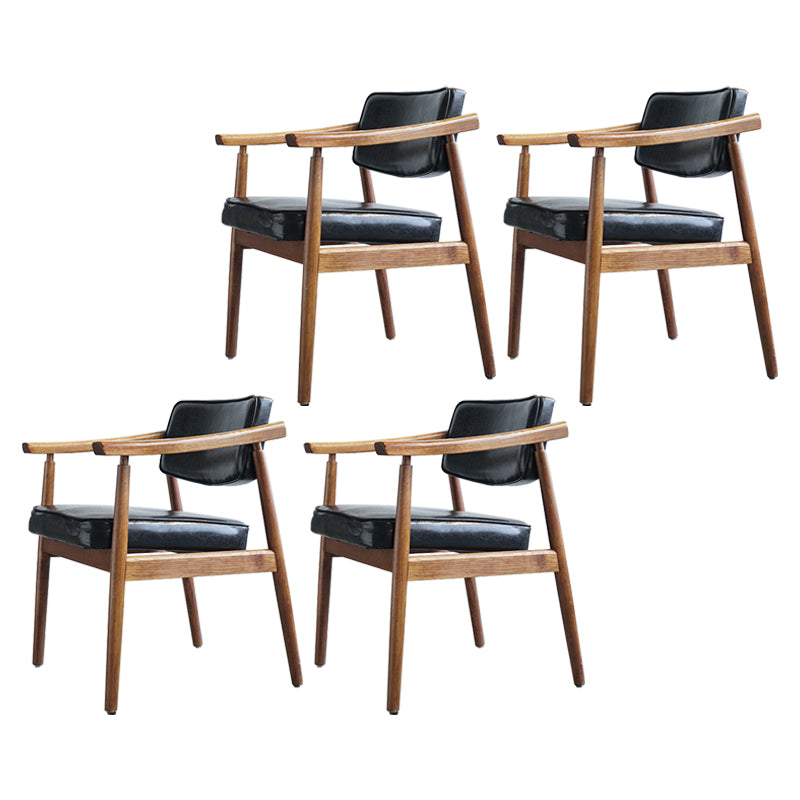 Scandinavian Style Wood Dining Chairs Home Open Back Dining Side Chair with Arm
