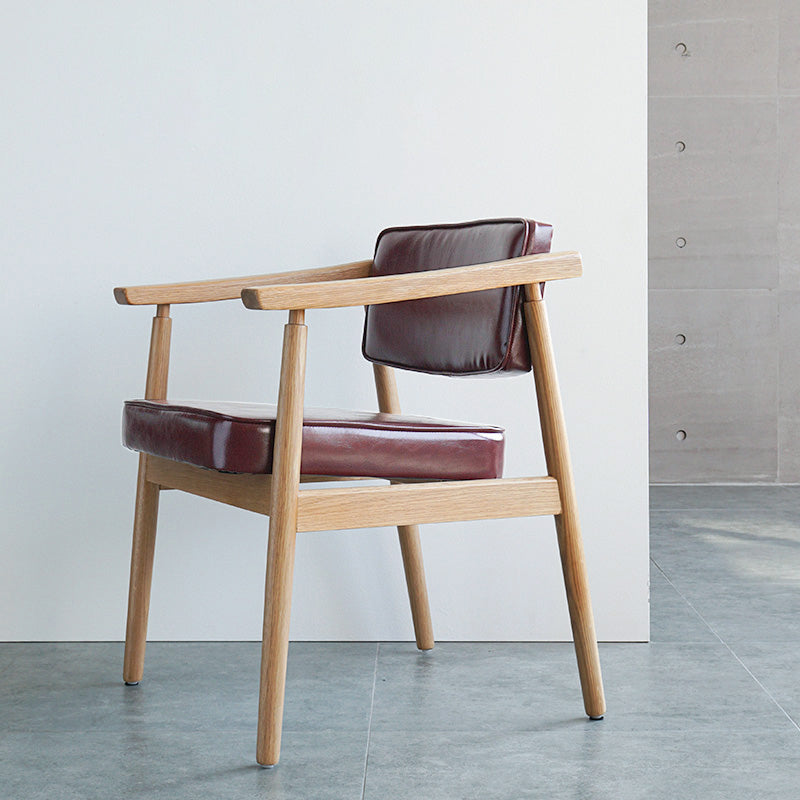 Scandinavian Style Wood Dining Chairs Home Open Back Dining Side Chair with Arm
