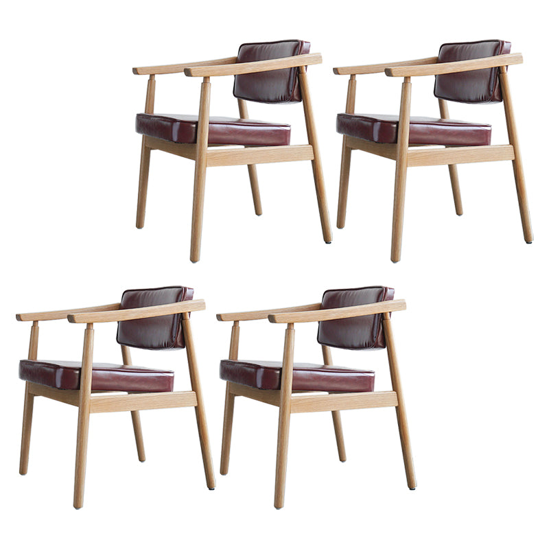 Scandinavian Style Wood Dining Chairs Home Open Back Dining Side Chair with Arm