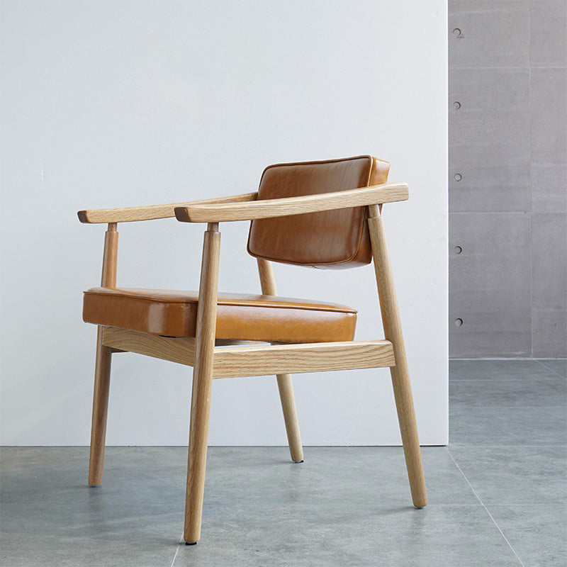Scandinavian Style Wood Dining Chairs Home Open Back Dining Side Chair with Arm