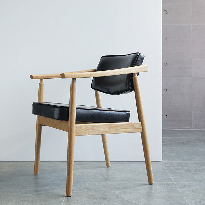 Scandinavian Style Wood Dining Chairs Home Open Back Dining Side Chair with Arm