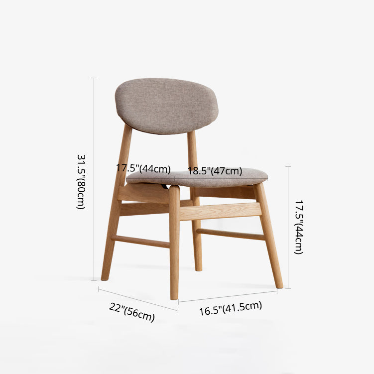 Nordic Wooden Dining Chair with 4 Legs 32"H Open Back Dining Side Chair for Restaurant