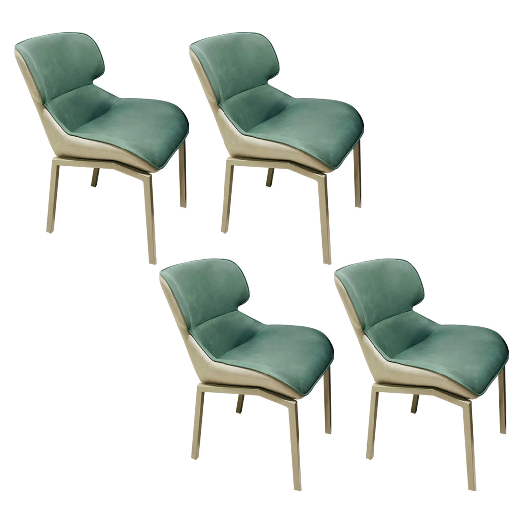 Glam Style Metal Chairs Set Solid Back Side Kitchen Dining Room Chairs