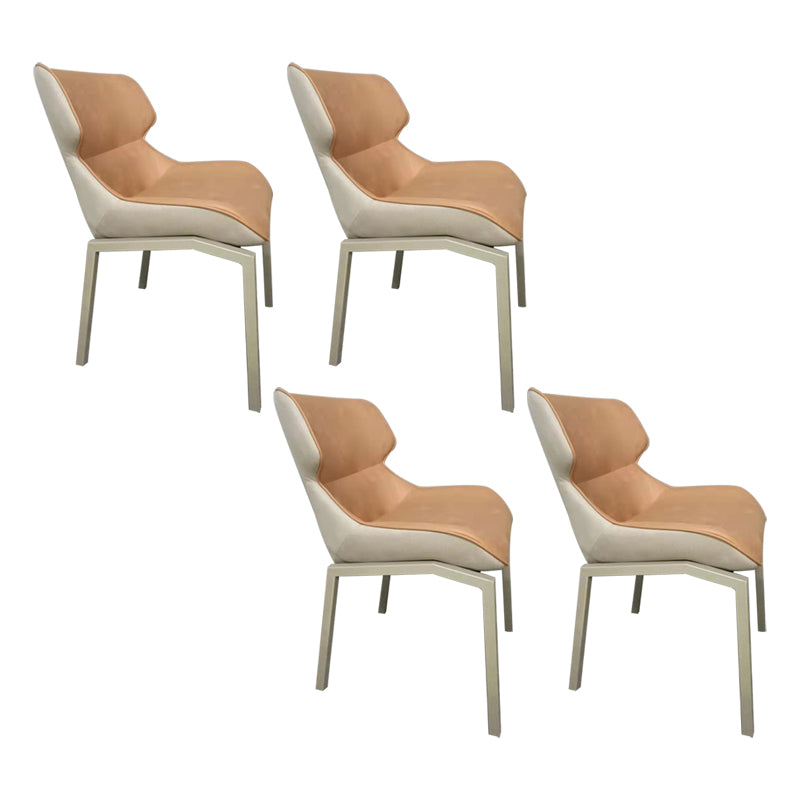 Glam Style Metal Chairs Set Solid Back Side Kitchen Dining Room Chairs