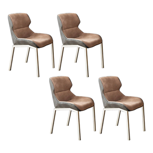 Glam Style Metal Chairs Set Solid Back Side Kitchen Dining Room Chairs