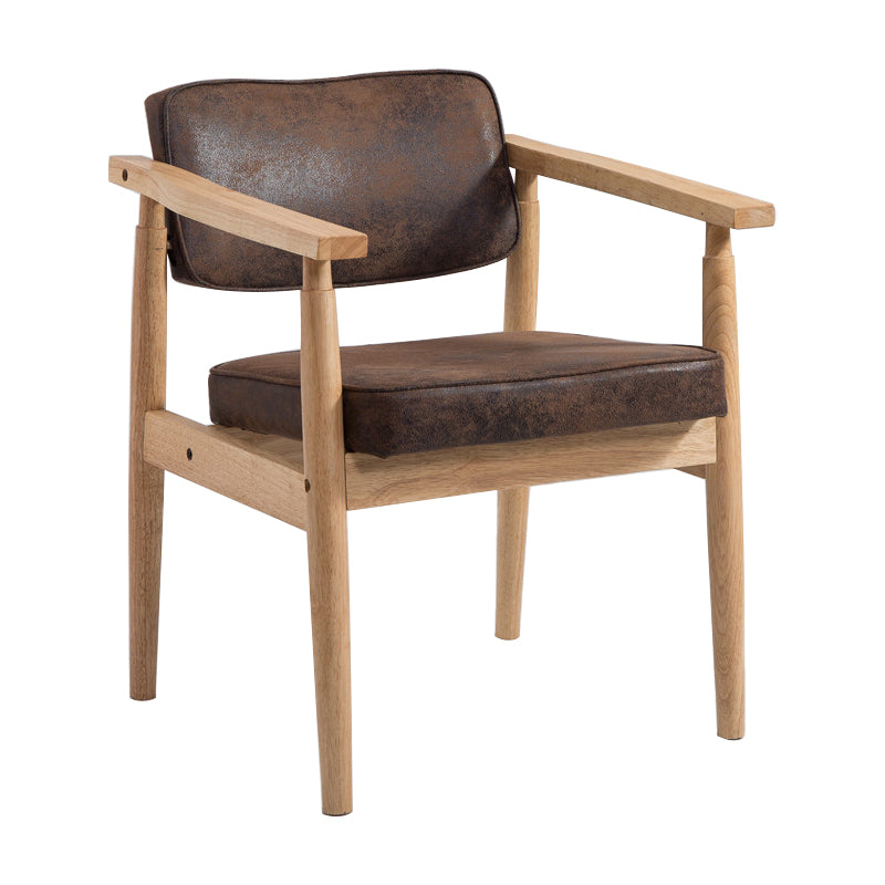 Country Style Dining Arm Chairs Open Back Leather Upholstered Armchair