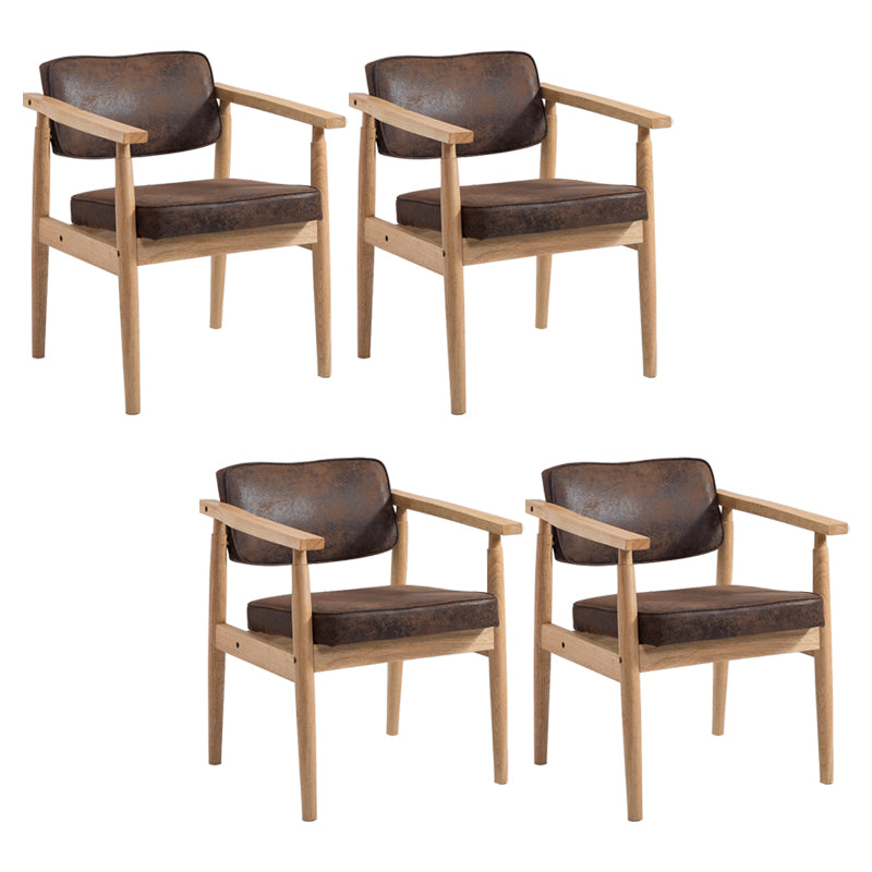 Country Style Dining Arm Chairs Open Back Leather Upholstered Armchair