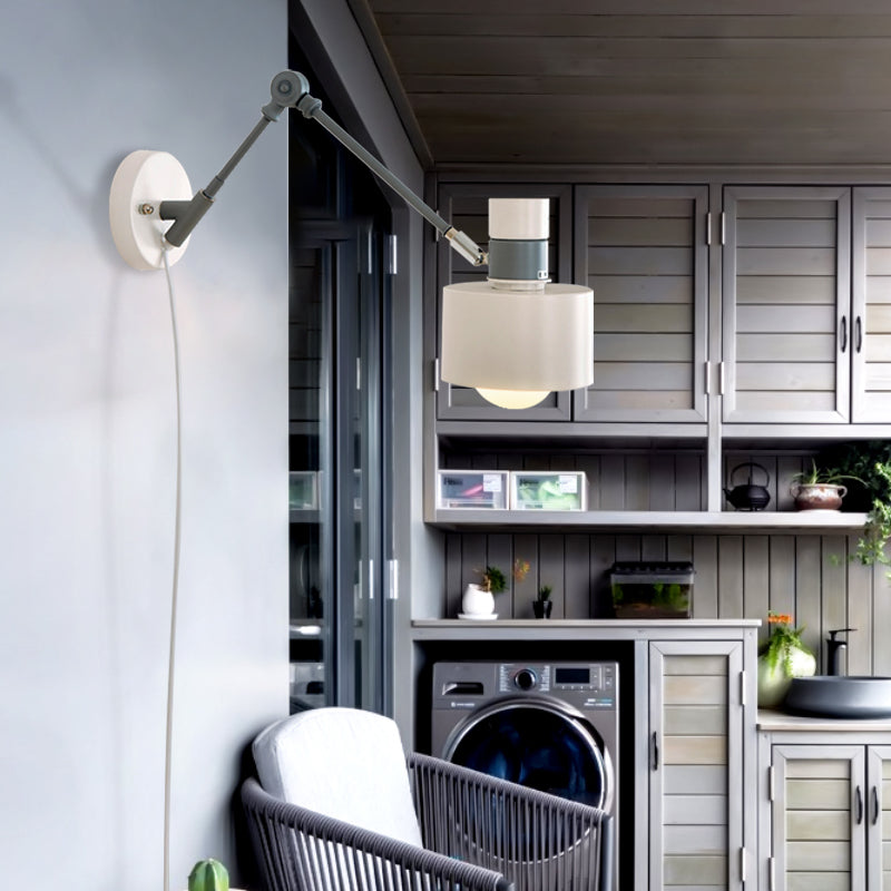 5.5"/6"/7" W Armed Wall Sconce Minimalism Metal 1 Head Wall Mounted Lighting in Grey for Living Room